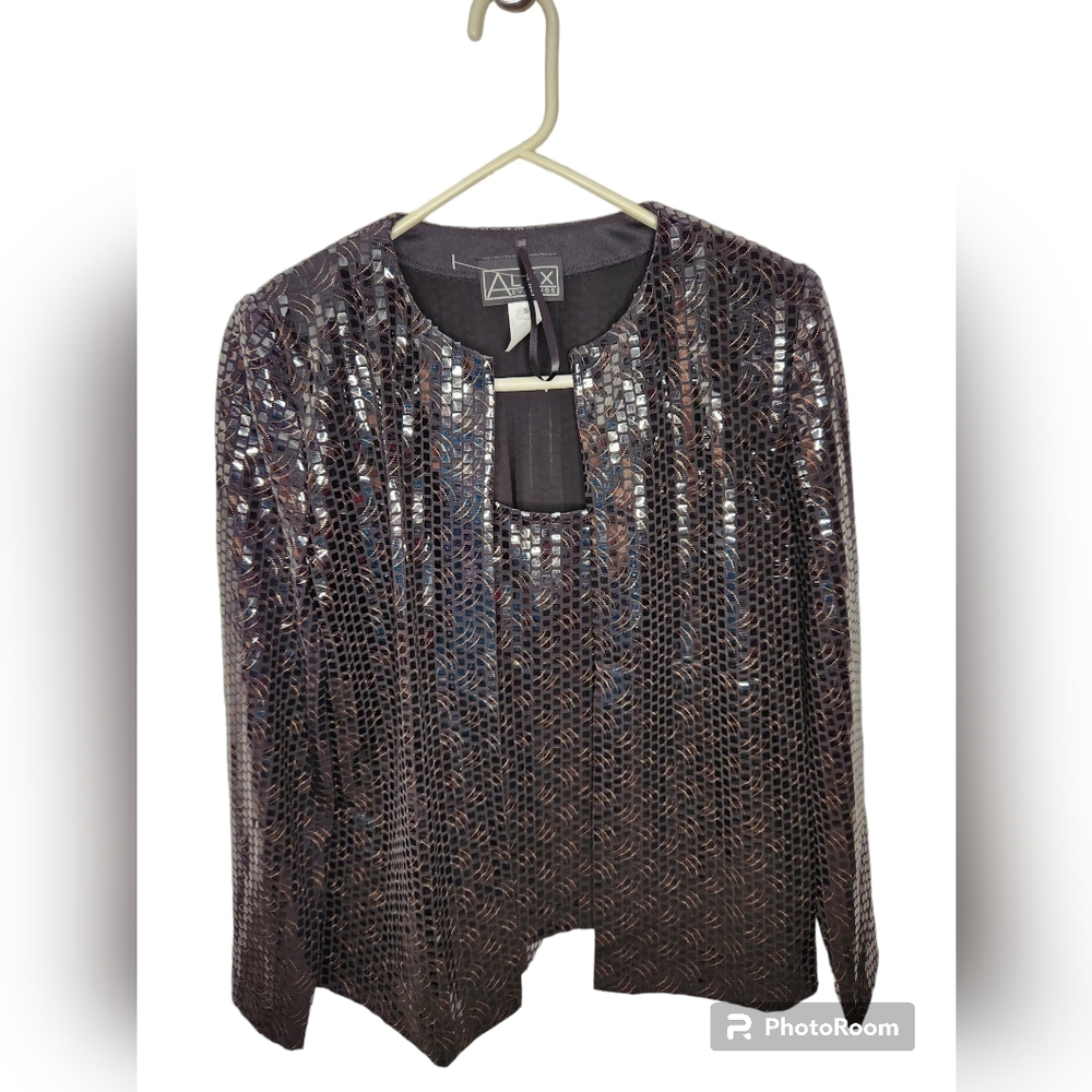 Alex Evenings Black Tank Jacket Size S